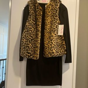 Dress with leopard vest